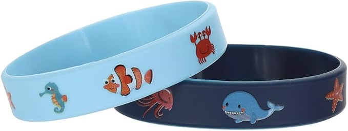 Cleverplay 24 Pack Under the Sea Silicone Wristbands Bracelets, Ocean Life Animal Birthday Decoration Party Favors for Kids