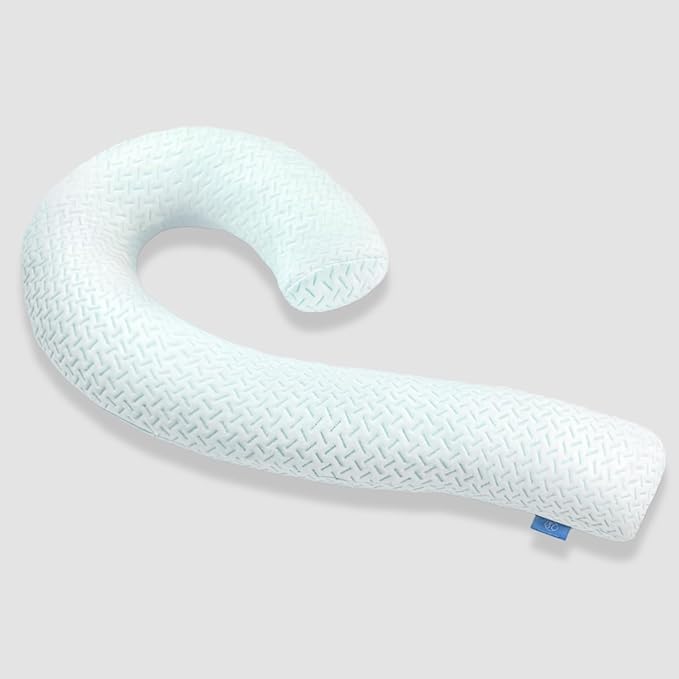 Cooling Body Pillow for Adults - Soft Long Bed Pillows Insert for Sleeping - Shredded Memory Foam & Removable Washable Cover - Swan Shaped Pregnancy Side Sleeper Pillow 49 Inch (Blue)