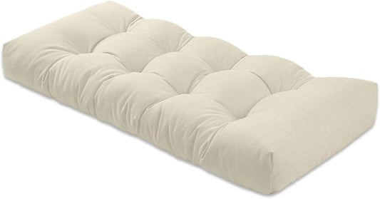 Bench Cushion 42 inches,Indoor/Outdoor Non-Slip Tufted Cushions, Premium Waterproof Linen, Soft Piano Sofa Cushions, Entryway Storage, Bay Window, High-Density Memory Foam(Light Beige-42x16x4in)