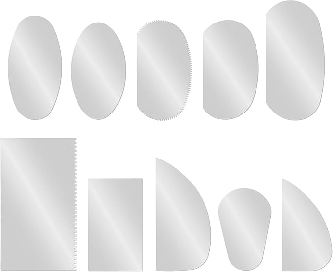 Heyous 10PCS Stainless Steel Clay Pottery Moulding Set Sculpture Ceramic Modelling Tool Clay Spade Cake Baking Scraper Blade for Smooth Finishing and Fingerprint Removal