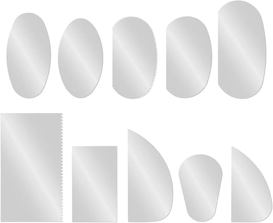 Heyous 10PCS Stainless Steel Clay Pottery Moulding Set Sculpture Ceramic Modelling Tool Clay Spade Cake Baking Scraper Blade for Smooth Finishing and Fingerprint Removal