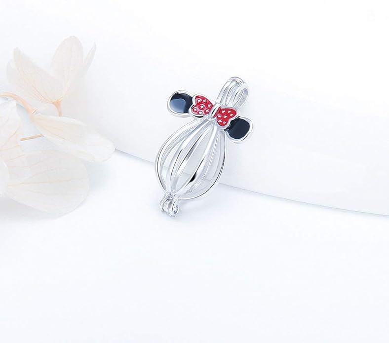 925 Sterling Silver Mini Mouse Cage Pendants Crafting Charm for DIY Necklace Bracelet Jewelry Making