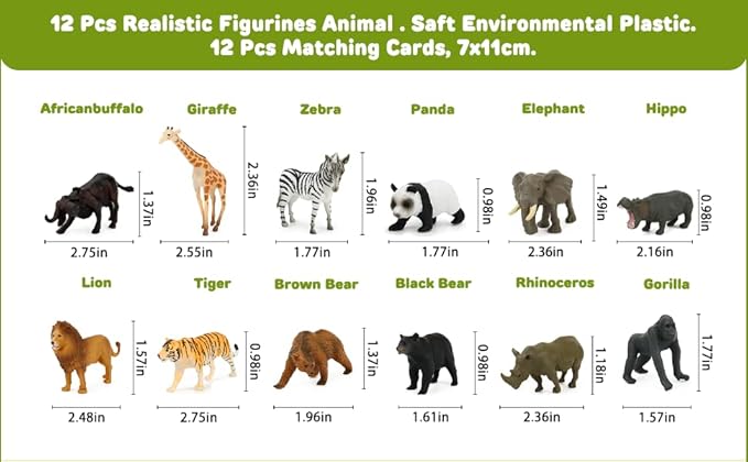 Farm Animal Flash Cards,12 Sets of Animal Figures for Toddlers Homeschool Preschool Science Educational Matching Game for Toddler Kids Zoo Montessori Animal Toys