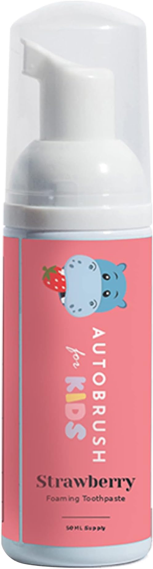 autobrush Kids Fluoride-Free Foaming Toothpaste Strawberry Flavor for Electric or U-Shaped Toothbrush, SLS-Free, Training Toothpaste, Anti-Cavity (1 Pack)