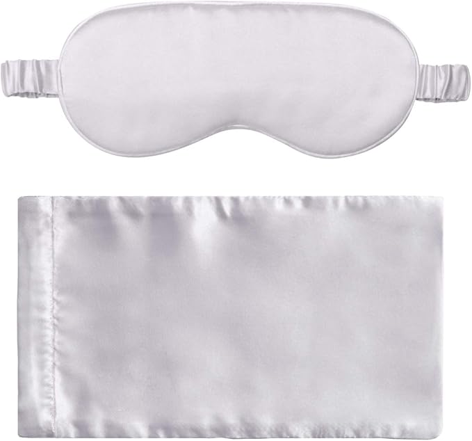 Silk Sleep Mask Light Blocking Luxury 100% Mulberry 19mm Silk Eye Mask Eye Cover Blindfold Ultra Soft Light & Comfy Anti Aging Skin Care with Travel Bag Gift Package