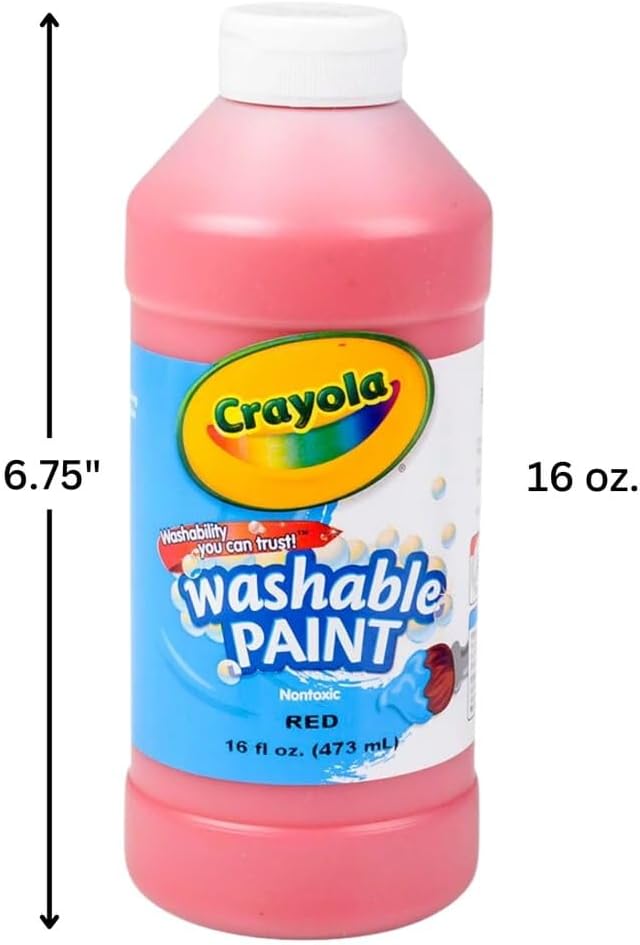 Crayola Washable Paint for Kids, Red Kids Paint, 16 Ounce Squeeze Bottle