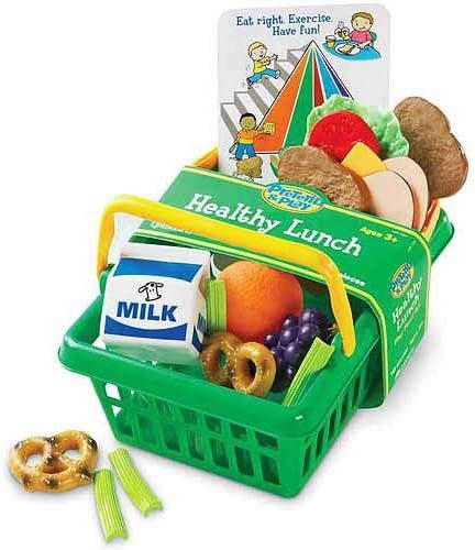 Learning Resources Pretend & Play Healthy Foods Set, 3 Baskets of Plastic Play Food, Ages 3+