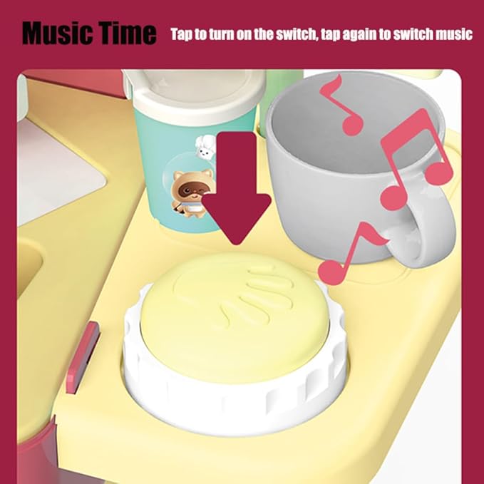 Kitchen Playset, 3 in 1 Kitchen Pretend Play, 68 PCS Realistic Cooking Accessories, Sounds, Lightnd, Running Water，Ideal Gift for Boys and Girls