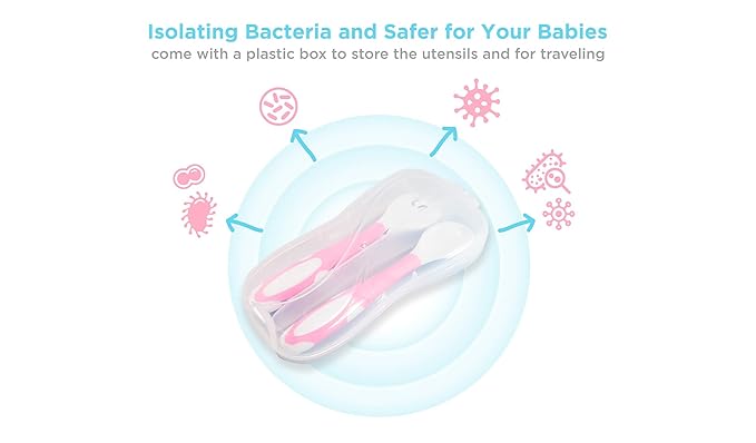 Bendable Baby and Toddler forks and spoons Utensils Silverware Set for Kids, 2 Sets (Blue/Blue) – Gum Friendly 2 Toddler Spoons and 2 Forks Self Feeding and Infant Baby Training and toddler silverware