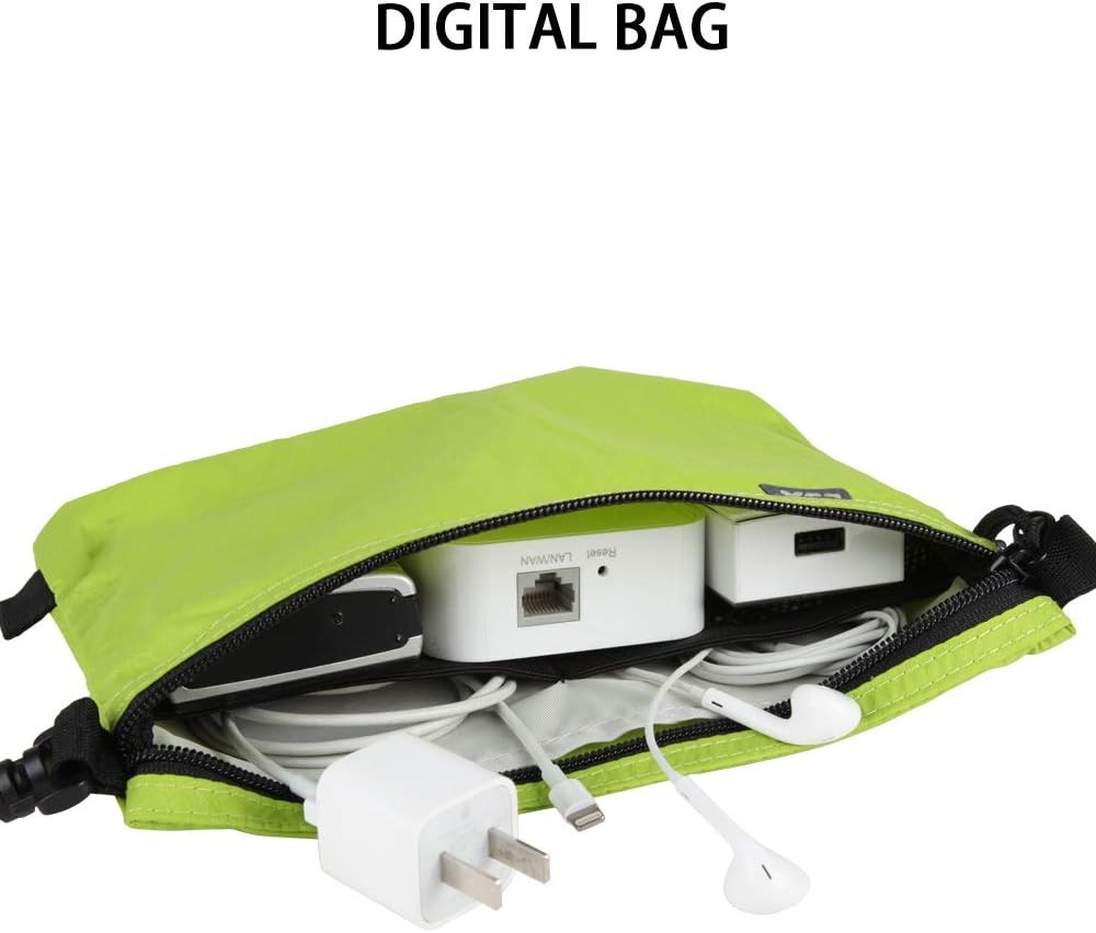 GOX Travel Toiletry Bag Carry On Zipper Pouch Cosmetic Kit Makeup Digital Bag Water Repellent Nylon (Green)