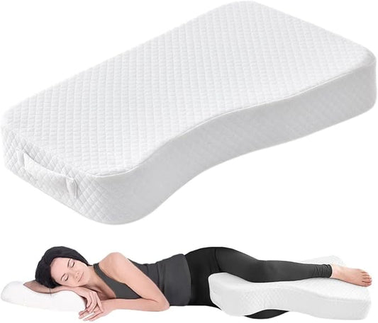 Leg Pillow for Side Sleepers, Memory Foam Knee Pillow for Side Sleeping, Leg Elevation Pillow for Hip/Back/Sciatica Pain Relief Helps Spine Alignment -18"x30" (4 INCHES) (White, L)