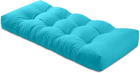 Bench Cushion 42 inches,Indoor/Outdoor Non-Slip Tufted Cushions, Premium Waterproof Linen, Soft Piano Sofa Cushions, Entryway Storage, Bay Window, High-Density Memory Foam(Light Blue-42x16x4in)
