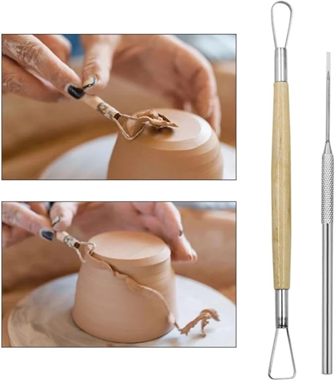 Evwoge 8 Pcs Ceramic Clay Tools Set, Wooden Clay Wax Pottery Sculpting Modeling Tool Kits Pottery Smoothing Cleaning Carving Shaping Cutting Tools