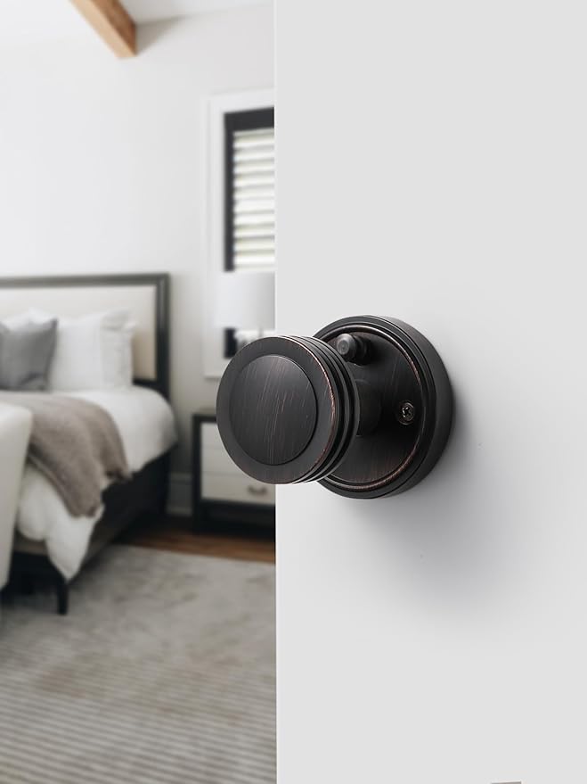 2 Pack Oil Rubbed Bronze Door Knob Interior Privacy Door Knobs Antique Door Knobs for Bedroom and Bathroom Zinc Alloy