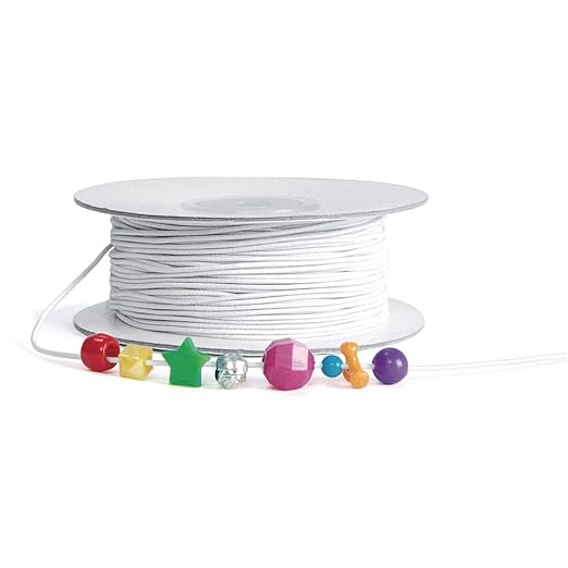 Colorations White & Black Elastic Cord, Each 300 feet, Total 600 feet, Ideal for Bracelets, Necklaces, Jewelry Making, Crafing, Mask-Making and More, Stretchy String, Great Value, Use to Thread Beads