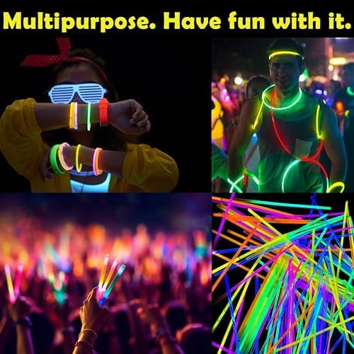 GiftExpress Glow Sticks 150 Pack - 8" Assorted Neon Color Glow In The Dark Glowsticks - Bulk Light Up Party Favors to Make Necklaces, Bracelets & Decorations for Kids