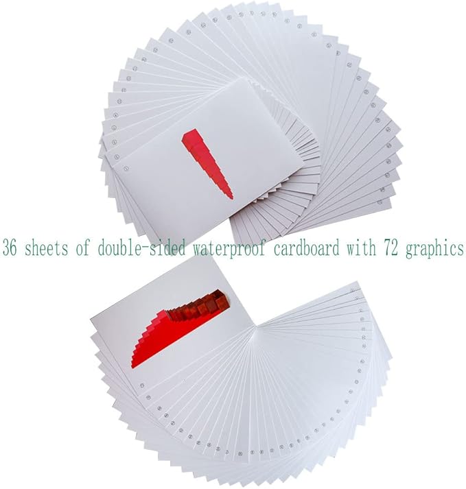 Kghios Montessori Pink Tower、 Brown Stair and Long Red Rods Sensorial Cards with Wood Box,Montessori Toys Materials for Toddlers Visual Sense, Early Educational Tools Preschool Learning Toys