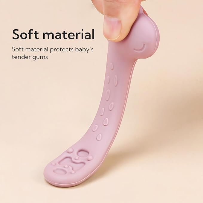 Silicone Baby Spoon Set | Stage 1 & 2 Silicone Self-Feeding Baby Rattle | BPA-Free | Easy to Hold for Babies 6 Months+ | Teething Friendly | 6-Piece Pack with Multiple Colors for Boys & Girls