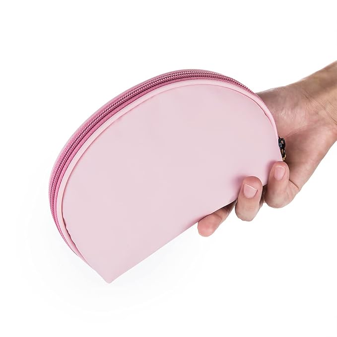 Hekyip Half Moon Cosmetic Beauty Bag for Purse Travel Handy Makeup Pouch for Women Ladies (PINK)