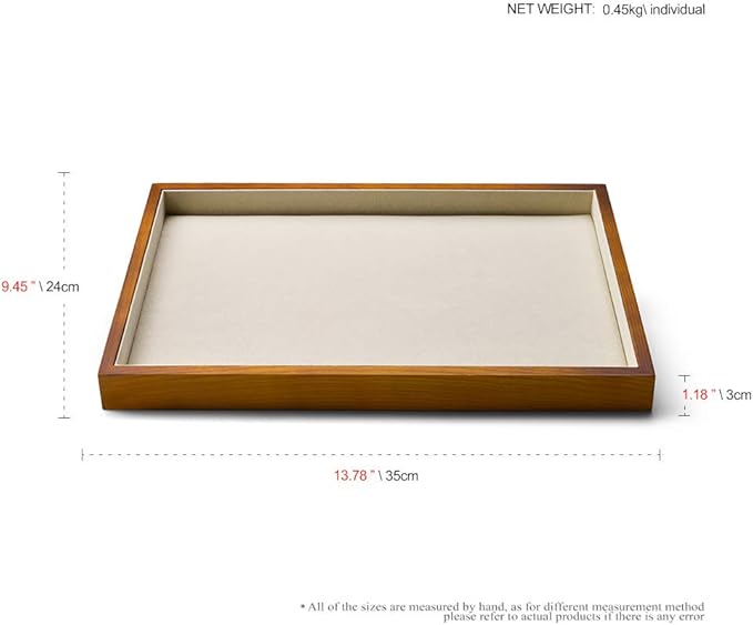 Oirlv Wood Flat Jewelry Tray Stackable Jewelry Drawer Organizer Showcase Jewelry Holder (Creamy-white flat tray)