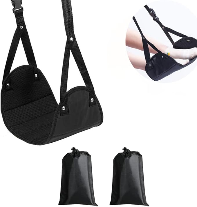 WZLL.SLSP 2 Pack Airplane Footrest,Travel Foot Hammock for Flights,Reduce The Swelling of Feet,Adjustable Height Relaxing Hammock for Legs and Feet Rest
