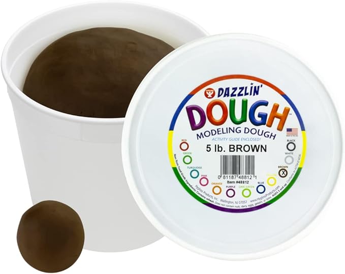 Hygloss Play Modeling Dough - Brown Dough Unscented - Safe & Non-Toxic for Kids Arts & Crafts - Party Favors - Classroom Supplies - 5lb
