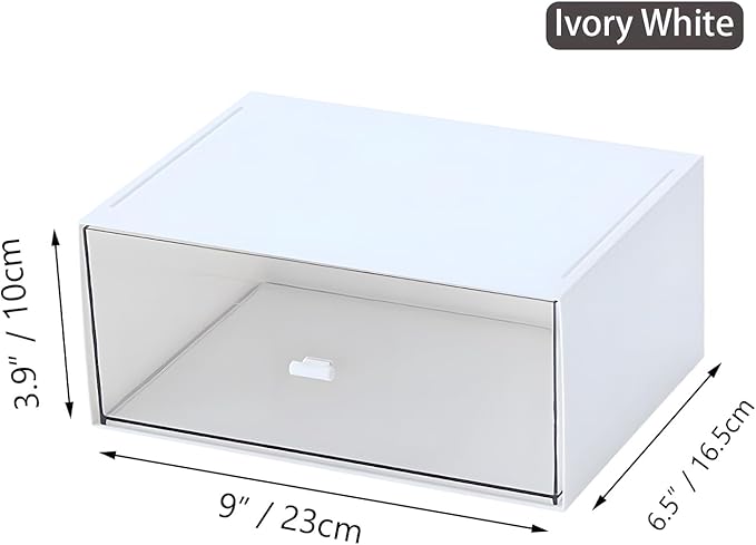 Desk Organizer and Storage with 1 Deep Drawer, Plastic Stackable Desktop Accessories & Workspace Organizer for Office Stationary Bathroom Craft Makeup, White