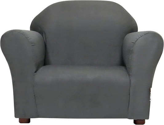 Keet, Roundy Child Size Chair, Microsuede, Comfortable and Durable Kids Chair, Toddler Couch Easy to Coordinate, Toddler Sofa Couch for Girls and Boys, Kids Couch Chair, Ages 2-5 Years, Charcoal