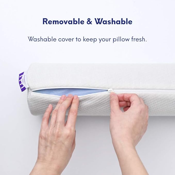 C CUSHION LAB Roll Pillow for Neck Relief - Extra Dense Memory Foam Round Cylinder Bolster for Cervical Support, Spondylosis, Neck Pain Relief, & Spine Lumbar Traction - Washable Cover & Travel Bag