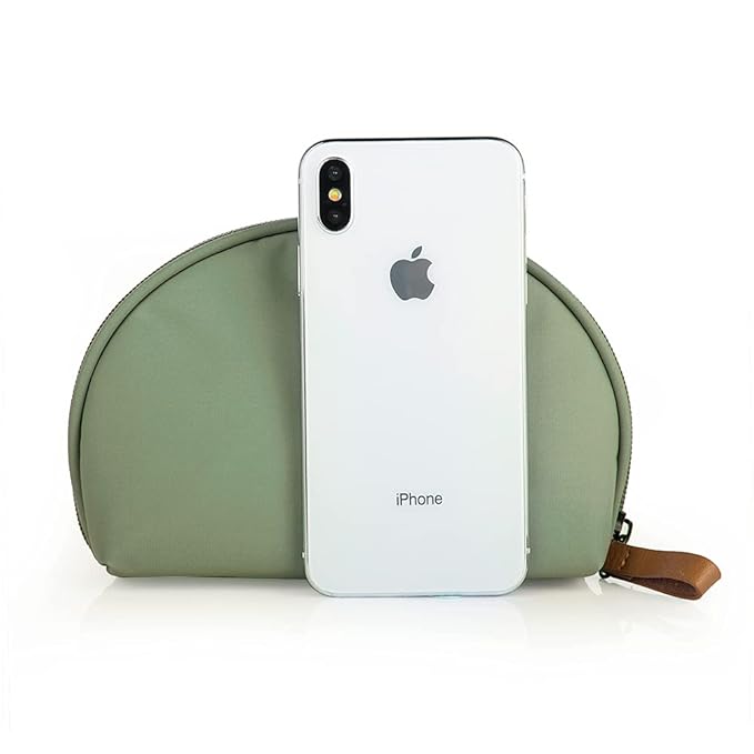 Hekyip Half Moon Cosmetic Beauty Bag for Purse Travel Handy Makeup Pouch for Women Girls (Green)