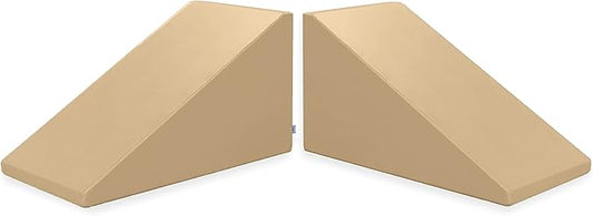 Foamnasium Mega Wedge Set, Indoor Foam Playset, 2 Piece Soft Toddler and Active Kids Play Foam Climber for Crawling, Climbing, Sliding and Jumping, Made in The US, Enhanced Camel