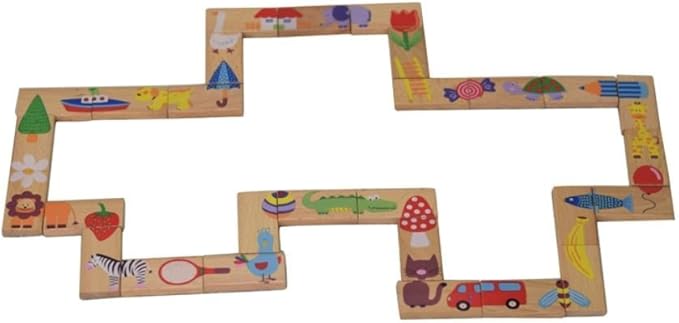 GracesDawn 28 Pcs of Educational Wooden Toy Domino Animal Puzzles Kids Game Gift
