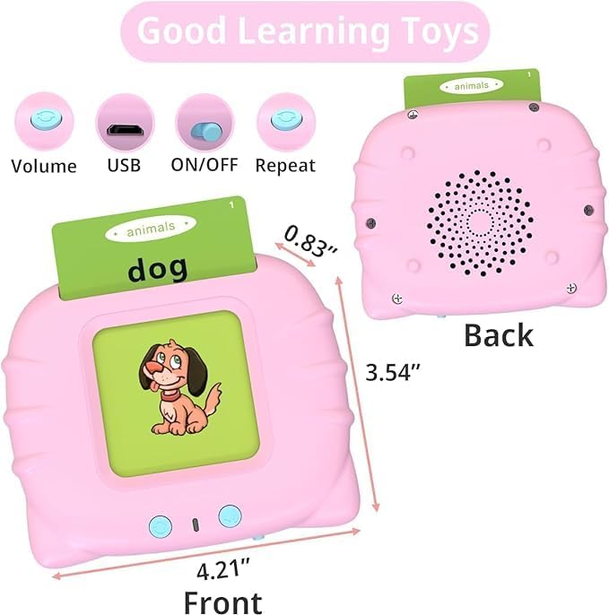 Pocket Speech for Toddlers with 384 Words, Birthday Gift toys for 1 2 3 4 5 Years Old Girls, Talking Flash Cards Educational Toddler Toys, Montessori Sensory Toys for Autism Kids, Learning Toddler Toy