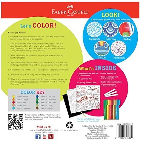 Faber-Castell Color by Number Foil Fun - T-Rex - Color and Display 1 Dinosaur Color by Number Board