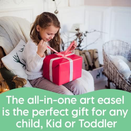 Kids MeeA Art Easel Whiteboard Chalkboard All-in-One with 32 Accessories, Markers, Color Chalk, Games Pieces, case and Stand.(3 Years and Older)