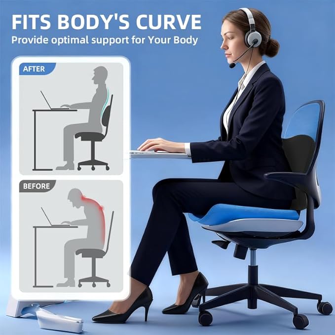 Lumbar Support Pillow for Office Chair, Memory Foam Lumbar Pillow for Lower Back Pain Relief - Black (xiaoyaokaoblack)