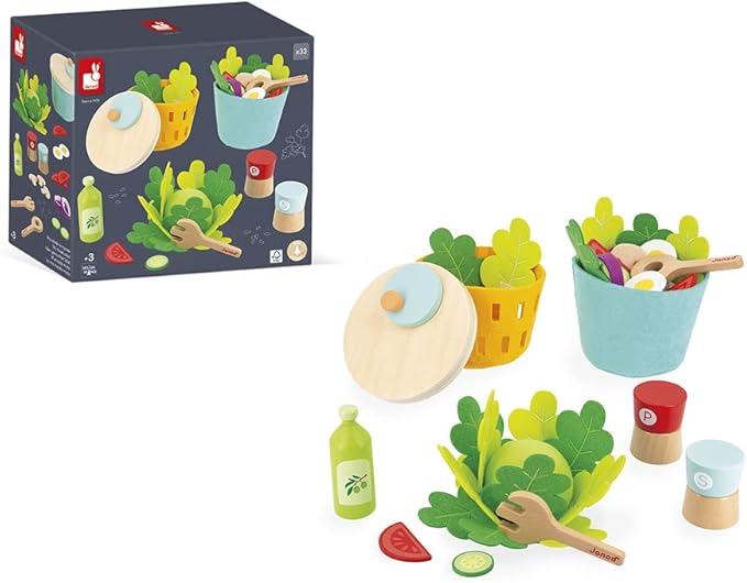 Janod - My Mixed Salad - 33 Piece Pretend Play Kitchen Set - 3 Years + J06595