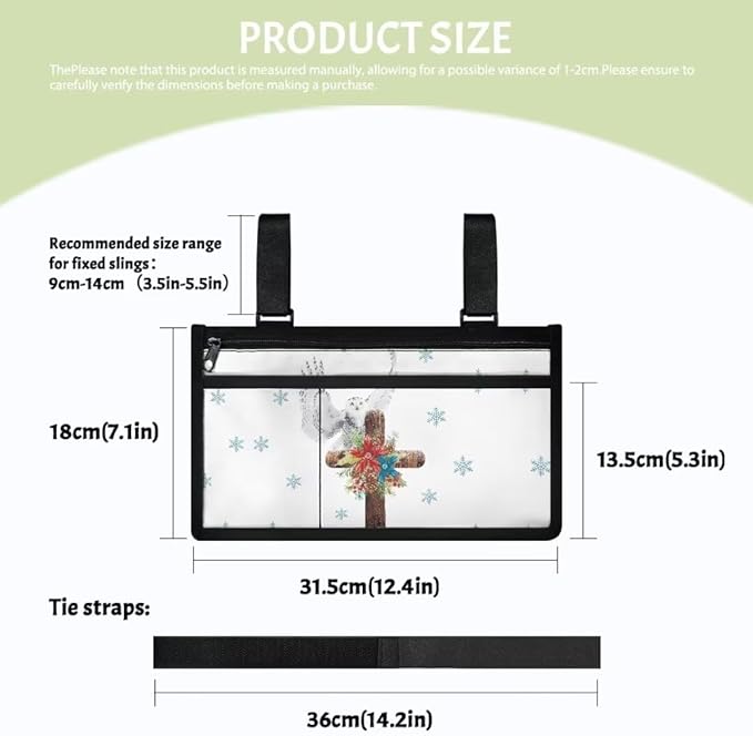 ZOUTAIRONG Crucifix Wheelchair Side Storage Bag Cool Horses Armrest Pouch with Cup Holder Wheelchair Accessories Organizer Bags for Walkers Rollator, Ideal Gift for Seniors