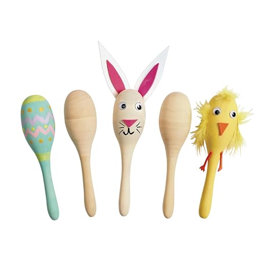 Colorations Wooden Maracas Craft Kit for Kids, Pack of 12, Craft Kit for Children, Kids Maracas Craft, Fun Craft Project for Kids, Decorate Your Own Maracas