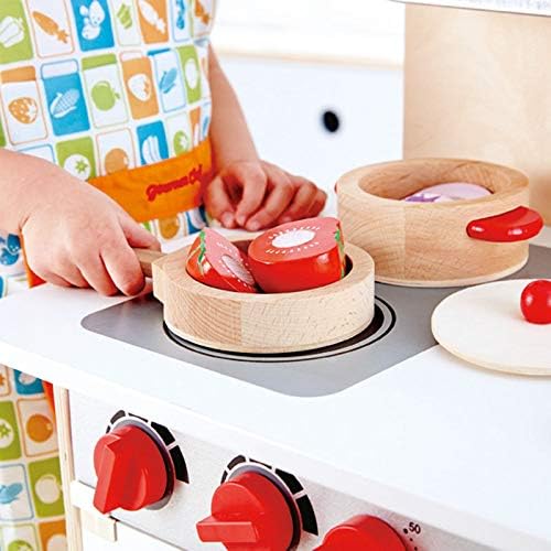 Hape Cook & Serve Set | 13 Piece Wooden Pretend Play Cooking Set with Accessories