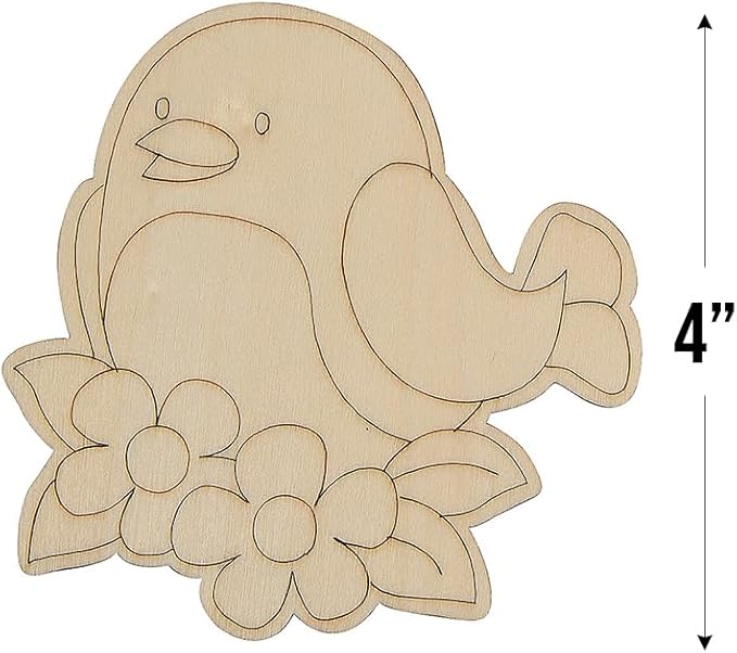 Fun Express Color Your Own Wood Spring Bird Shapes - Creative Craft Activity for Kids & Home Decor - Fun DIY Spring Art Project for Kids - Perfect for Seasonal Crafts & Parties - 24 Pieces
