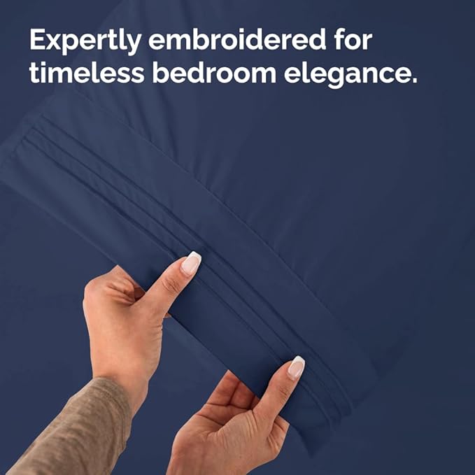 Queen Pillow Cases Set of 10 - Ultra Soft Hotel Quality Pillowcase Covers - Comfy, Cozy & Wrinkle Free - Shrink, Stain and Fade Resistant - Machine Washable Pillow Protectors - 10 Pcs Set - Navy Blue