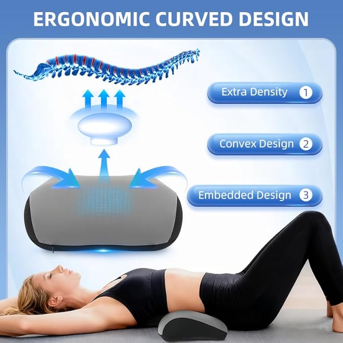 Lumbar Support Pillow for Office Chair, Memory Foam Lumbar Pillow for Lower Back Pain Relief - Black (xiaoyaokaoGrey)