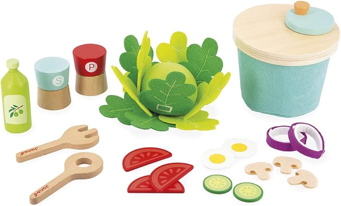 Janod - My Mixed Salad - 33 Piece Pretend Play Kitchen Set - 3 Years + J06595