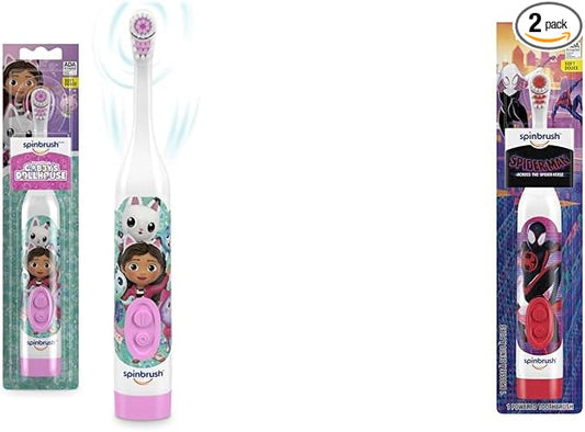 Gabby's Dollhouse Kids Electric Toothbrush and Spiderman Powered Toothbrush, 1 Count