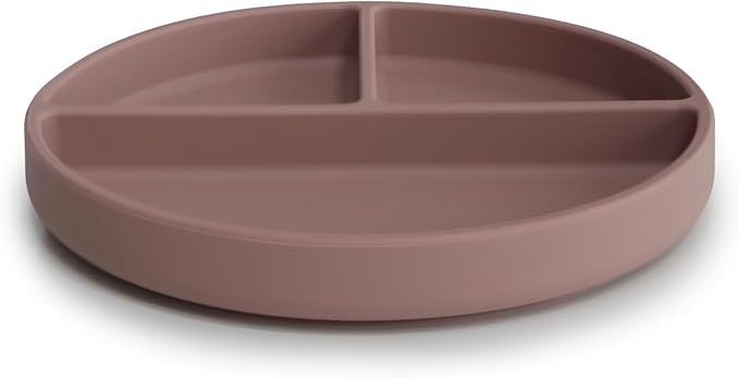 mushie Silicone Suction Plate | BPA-Free Non-Slip Design (Cloudy Mauve)