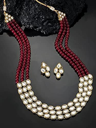 Aheli Indian Traditional Faux Kundan Long Necklace Jewelry Set with Earrings Gift for Women