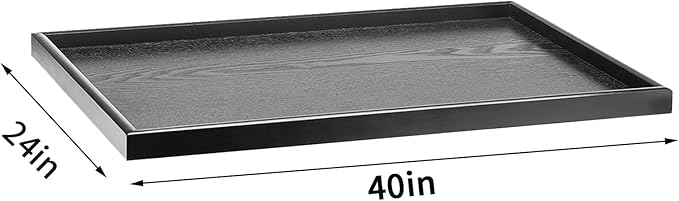 40 x 24 Inches Extra Large Solid Wood Serving Tray for Tea Coffee Table Snack Food Meals Serving Plate Kitchen Party Bar Breakfast Server with Raised Edges Black Wooden Decorative Ottoman Tray