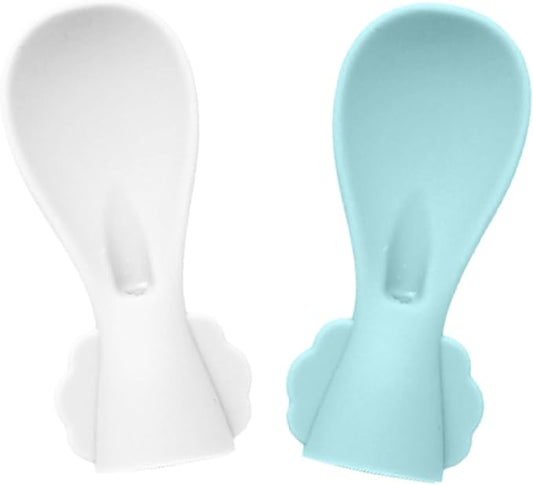 Silicone Spoon Attachment for Baby Food Pouch with On-the-Go Cases - Includes 2 Squeeze Pouch Topper Attachments (White-green)