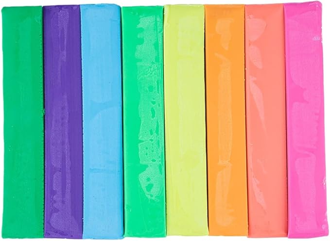 Craft County Modeling Clay – 1 lb (Eight Assorted Color Bars) – Use for Claymation, Models, and Stop Motion (Neons)